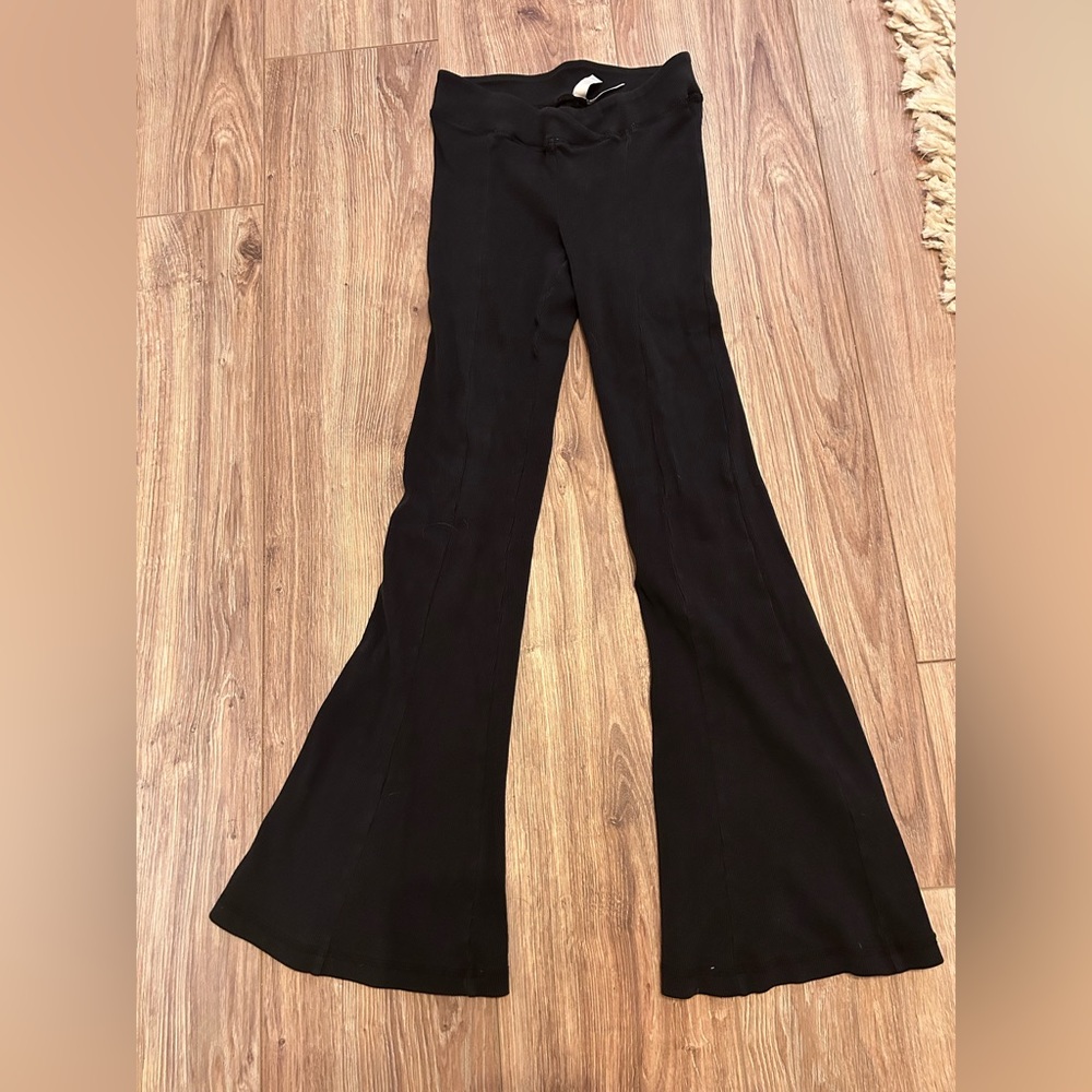 Free People: flared ribbed pants, crossover waist